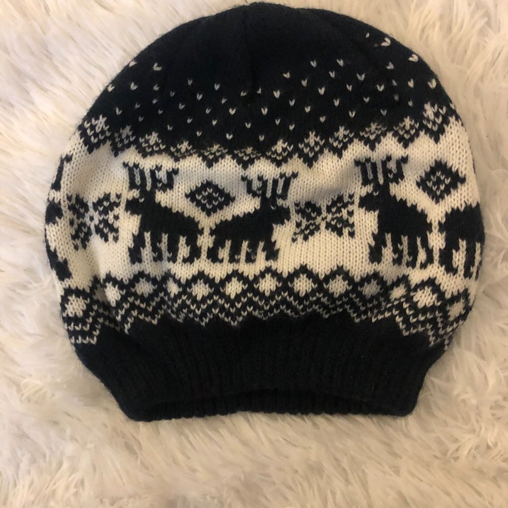 Navy and White Winter Beanie